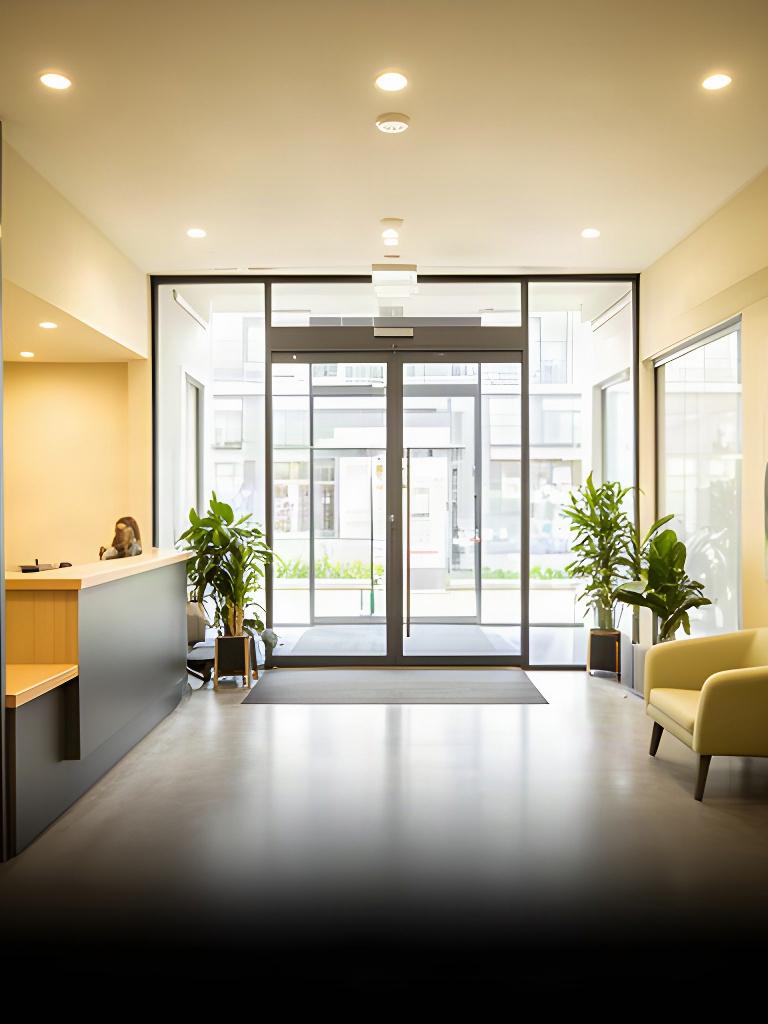 Bright reception entrance at a modern HR office in Tallaght, South Dublin