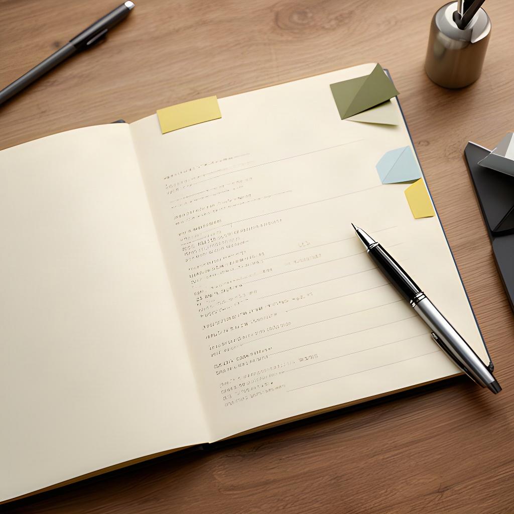 Open career notebook beside a printed CV and pen on a tidy wooden desk